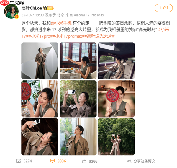 “大嫂”高叶用上小米17 Pro Max：拍摄绝美逆光大片  第1张
