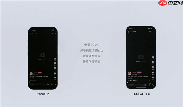 小米17续航实测对比：iPhone 17+充电宝耗关机 小米17还剩26%  第1张