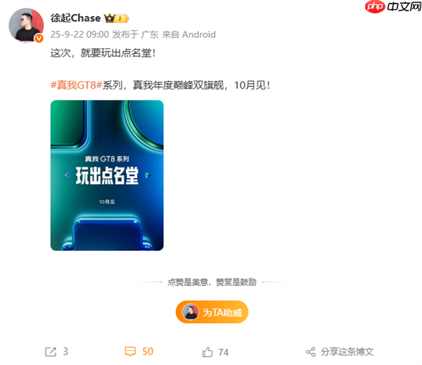 年度双旗舰 真我GT8系列官宣10月发布