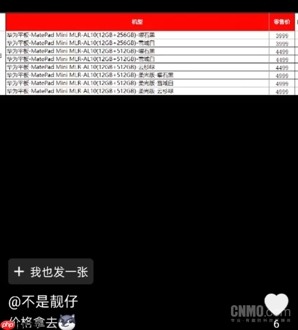 iPad mini对比完败！华为MatePad Mini明天发布 价格曝光 或3999元起  第2张