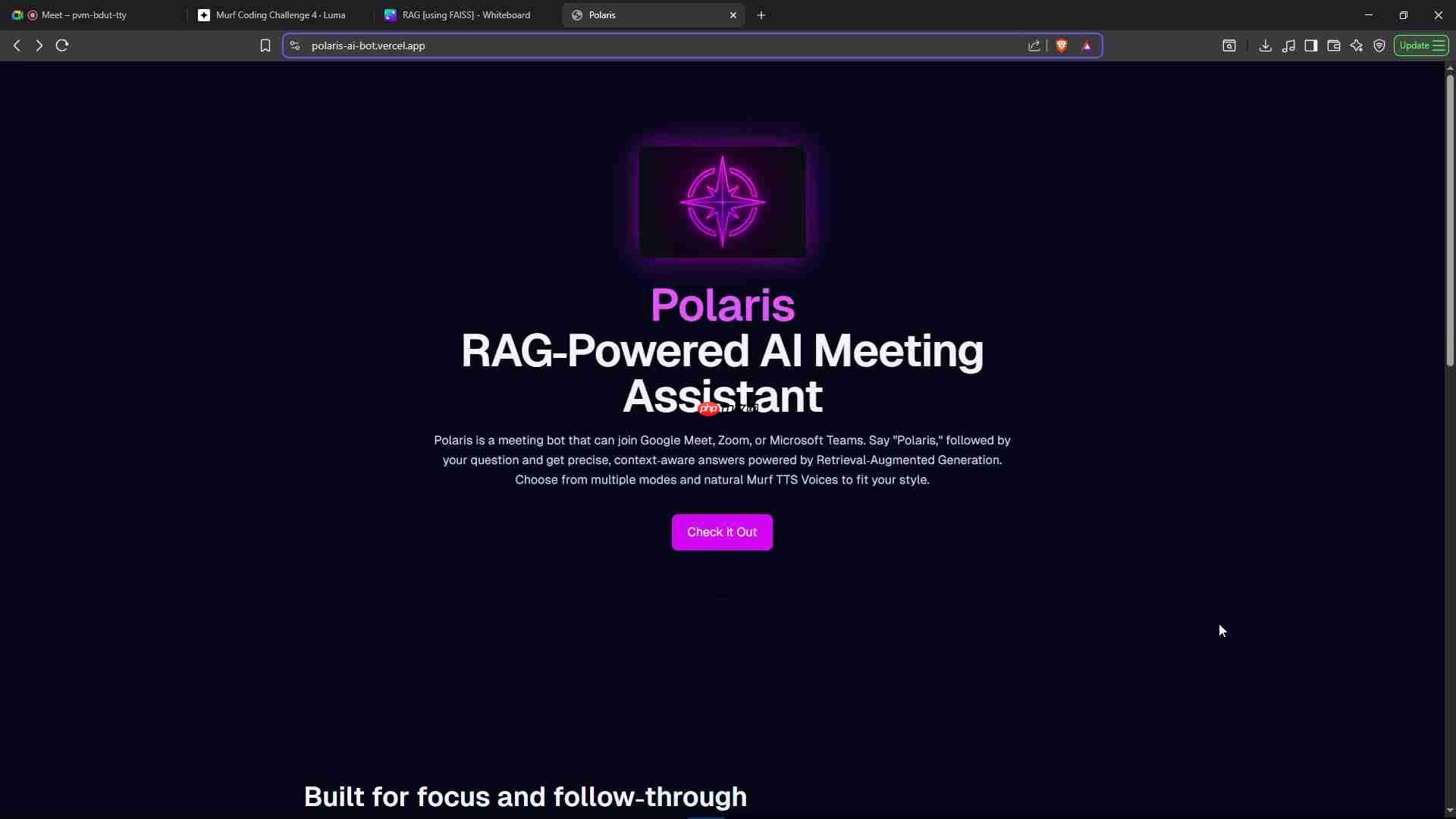 Polaris AI：RAG驱动的会议助手，提升效率与专注力  第1张