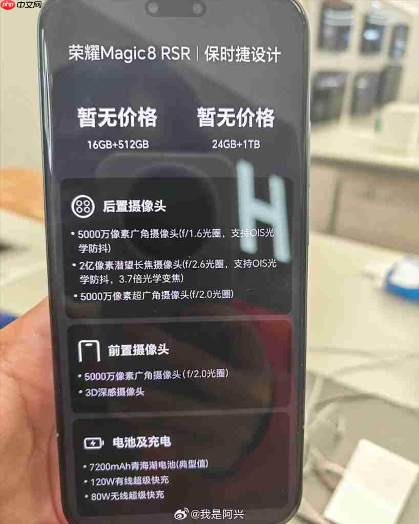 HONOR Magic8 RSR 保时捷版实机照片流出！机背 200MP OIS 三镜、RAM 价高企下仍具「这配置」？  第5张