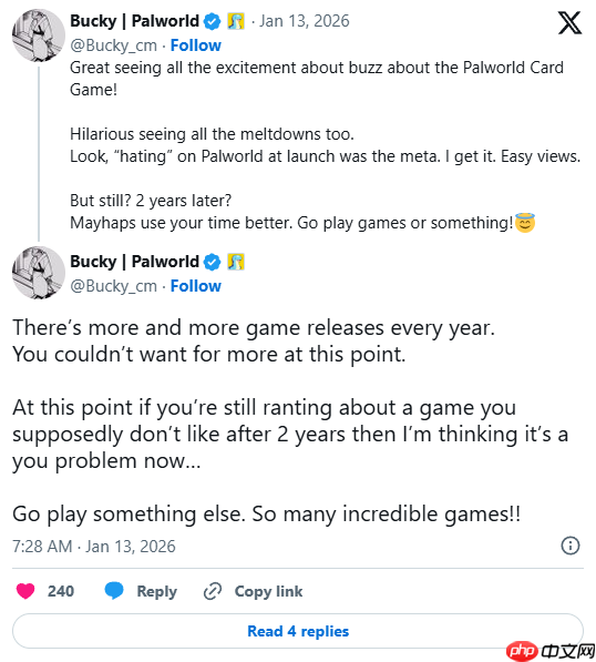 吵翻天了！《幻兽帕鲁》制作人回怼黑粉：去玩些别的吧  第2张