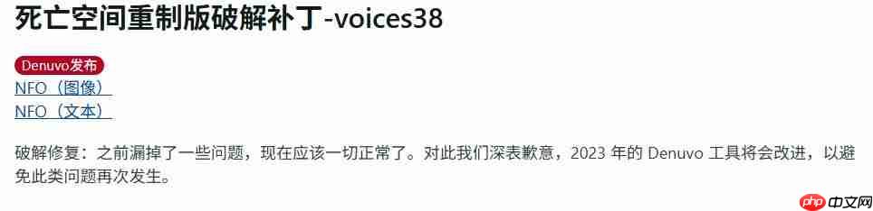 绝非易事！ voice38发布《死亡空间》重制版D加密攻破修复补丁  第2张