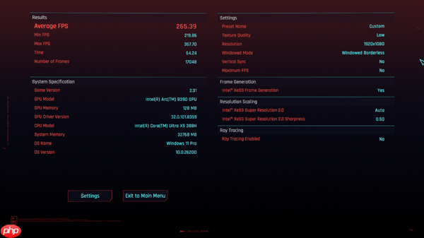 Intel新一代锐炫B390核显首测：《赛博朋克2077》多帧生成跑出367FPS  第10张