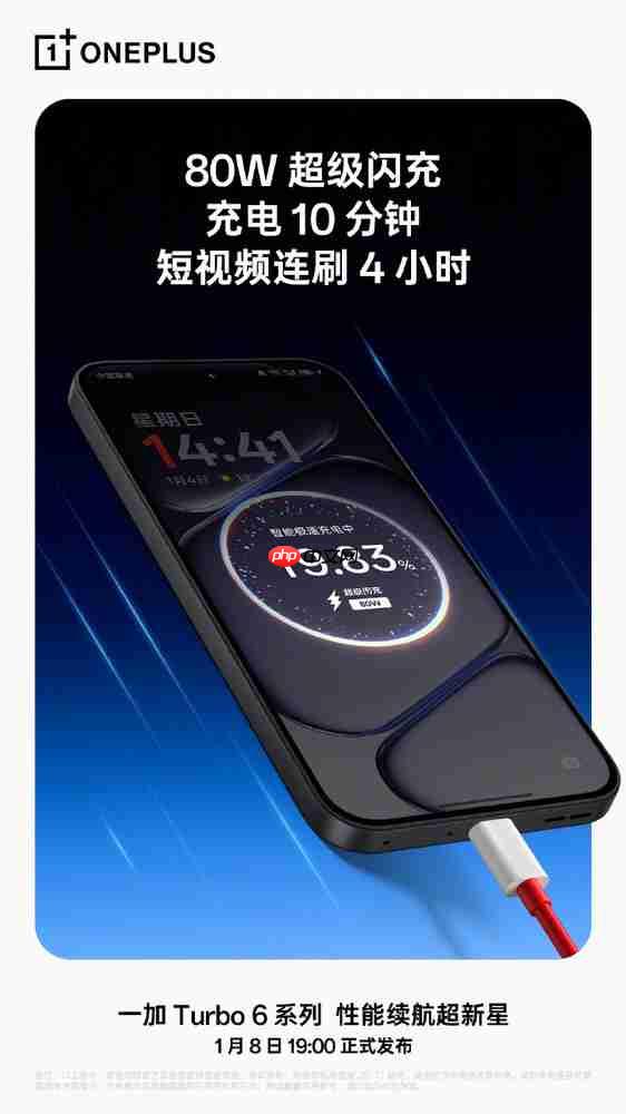 一加Turbo 6支持80W闪充：充电十分钟 刷抖音4小时  第2张