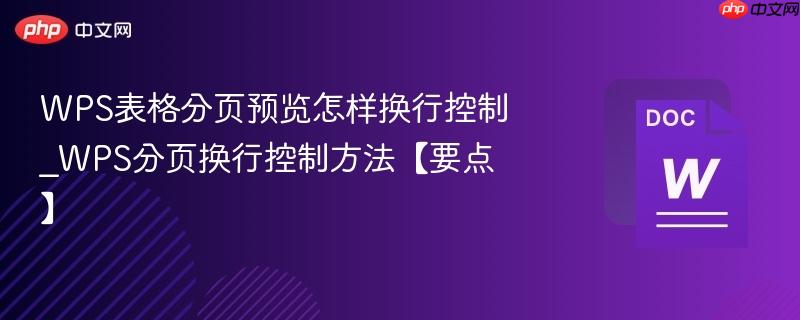 WPS表格分页预览怎样换行控制_WPS分页换行控制方法【要点】  第1张