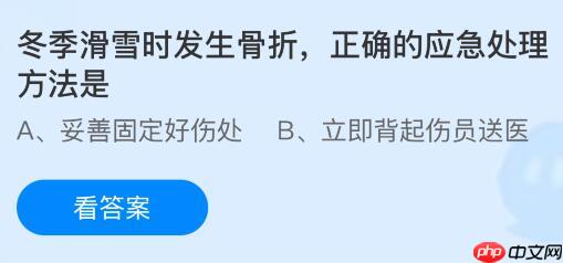 冬季滑雪时发生骨折正确的应急处理方法是？蚂蚁庄园今日答案最新1.16  第1张