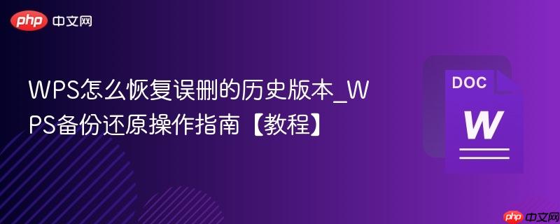 WPS怎么恢复误删的历史版本_WPS备份还原操作指南【教程】  第1张