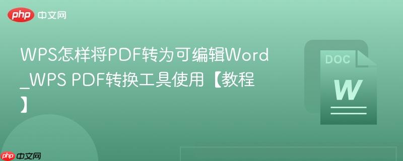 WPS怎样将PDF转为可编辑Word_WPS PDF转换工具使用【教程】  第1张