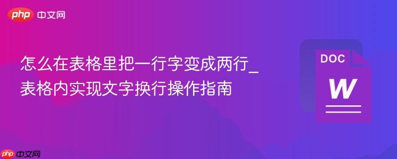 怎么在表格里把一行字变成两行_表格内实现文字换行操作指南  第1张
