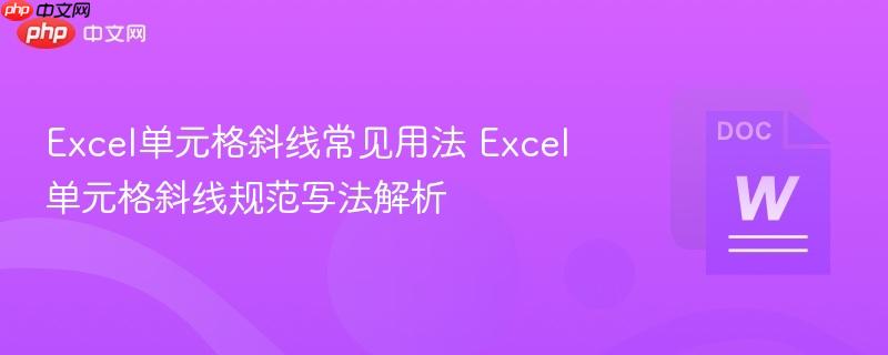 Excel单元格斜线常见用法 Excel单元格斜线规范写法解析