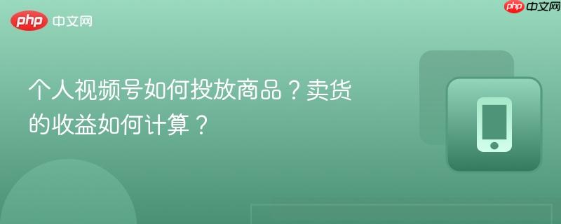 个人视频号如何投放商品？卖货的收益如何计算？  第1张