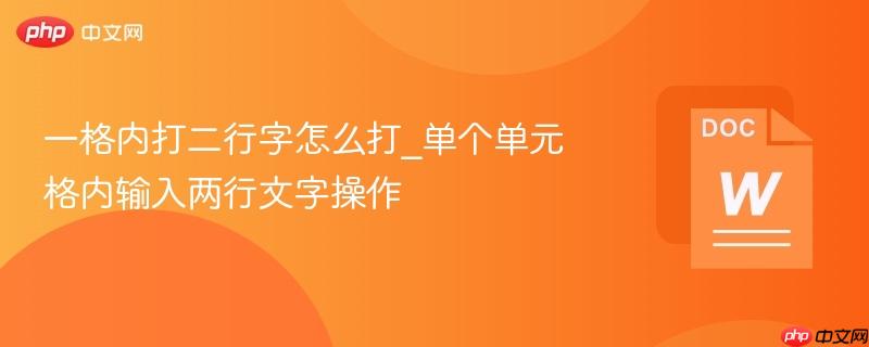 一格内打二行字怎么打_单个单元格内输入两行文字操作