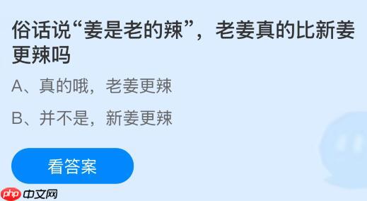 俗话说“姜是老的辣”，老姜真的比新姜更辣吗？蚂蚁庄园今日答案最新12.30
