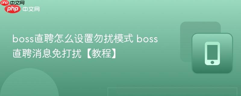 boss直聘怎么设置勿扰模式 boss直聘消息免打扰【教程】
