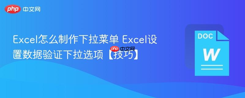 Excel怎么制作下拉菜单 Excel设置数据验证下拉选项【技巧】