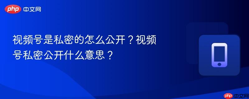 视频号是私密的怎么公开？视频号私密公开什么意思？