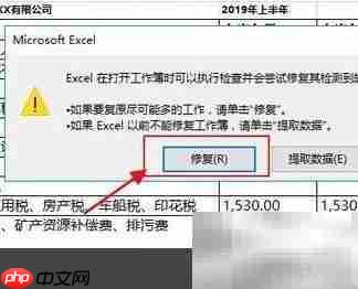Excel表格损坏修复方法  第4张