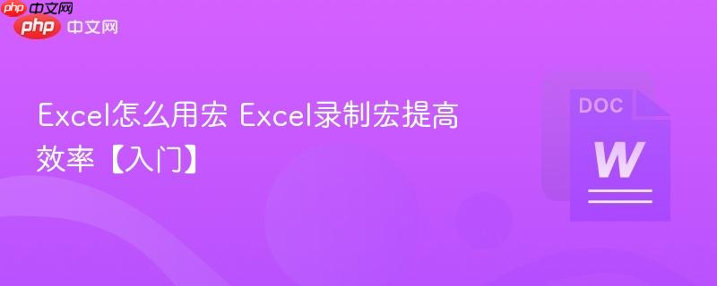 Excel怎么用宏 Excel录制宏提高效率【入门】