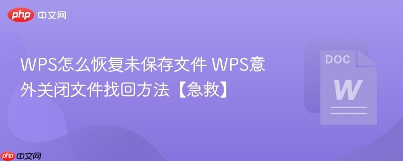 WPS怎么恢复未保存文件 WPS意外关闭文件找回方法【急救】