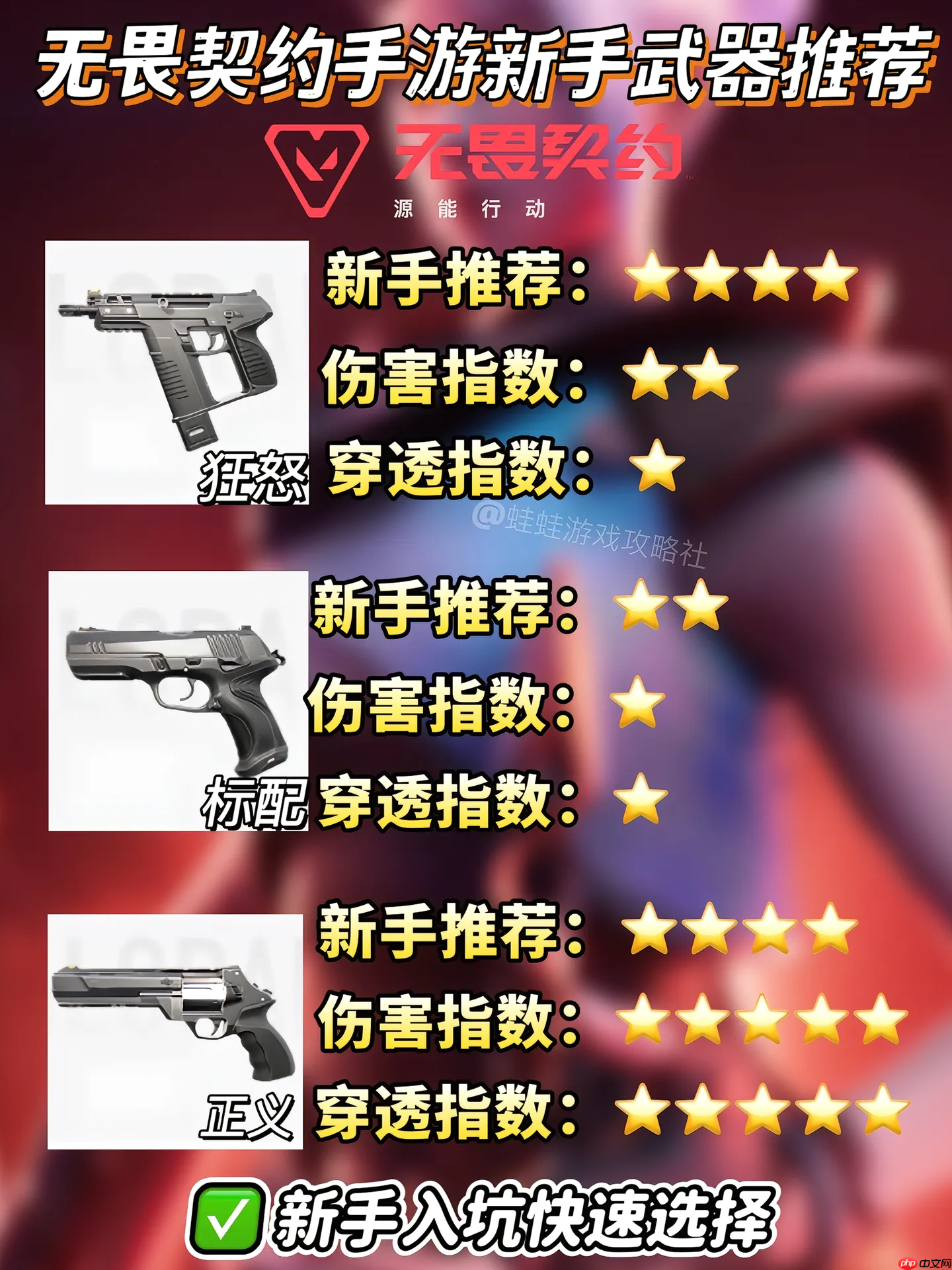 《无畏契约：源能行动》新手武器推荐