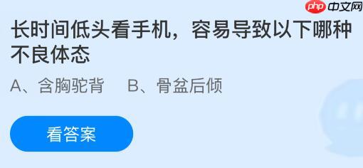长时间低头看手机容易导致以下哪种不良体态？蚂蚁庄园今日答案最新12.20