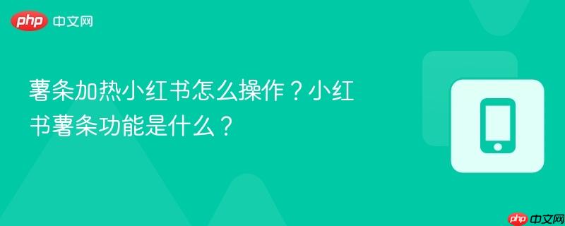 薯条加热小红书怎么操作？小红书薯条功能是什么？