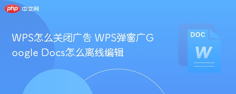 WPS怎么关闭广告 WPS弹窗广Google Docs怎么离线编辑