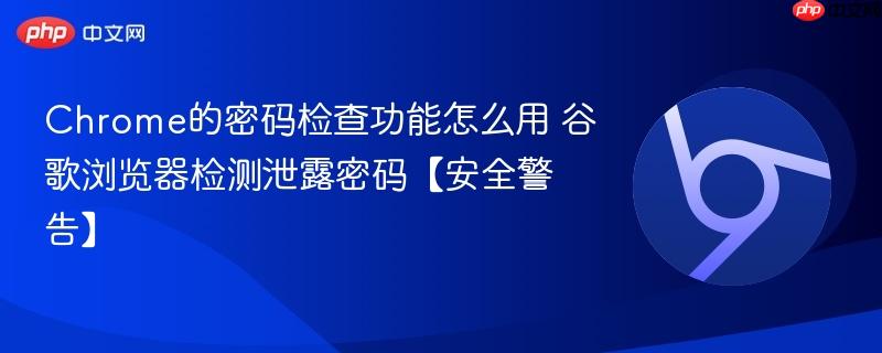 Chrome的密码检查功能怎么用 谷歌浏览器检测泄露密码【安全警告】