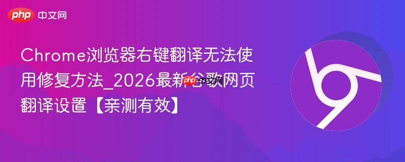 Chrome浏览器右键翻译无法使用修复方法_2026最新谷歌网页翻译设置【亲测有效】  第1张