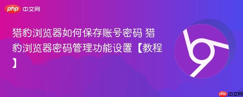 猎豹浏览器如何保存账号密码 猎豹浏览器密码管理功能设置【教程】 第1张 猎豹浏览器如何保存账号密码 猎豹浏览器密码管理功能设置【教程】 第1张