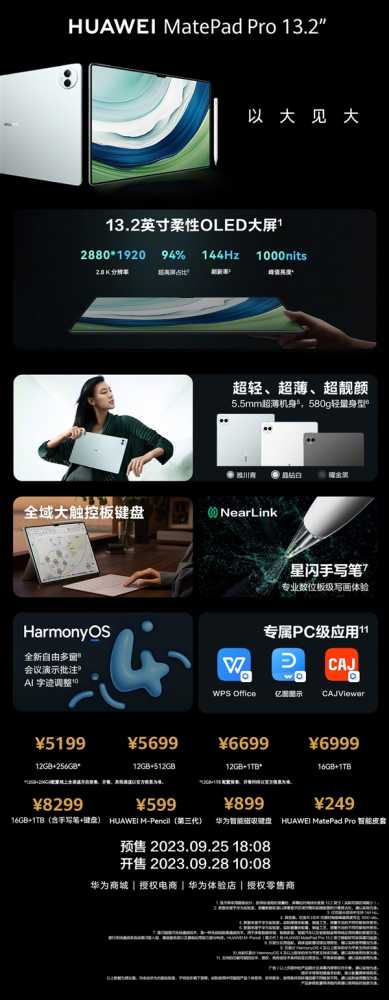 5199元 一图了解华为板王MatePad Pro 13.2英寸:比iPad Pro更轻薄的生产力神器插图1 5199元 一图了解华为板王MatePad Pro 13.2英寸:比iPad Pro更轻薄的生产力神器