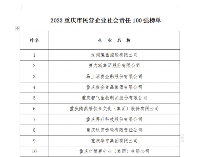 赛力斯汽车荣膺2023重庆市民营企业社会责任100强插图