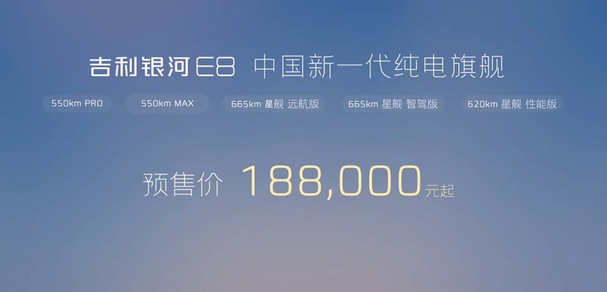 预售18.88万,吉利银河E8要掀桌子了?插图 预售18.88万,吉利银河E8要掀桌子了?插图