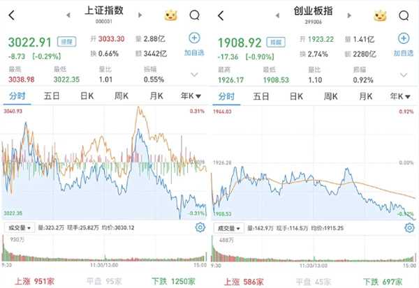 A股今日怎样 沪指跌0.29% 创指跌0.9% 医药生物 房地产跌幅靠前