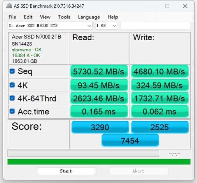 读取7200MB/s! 宏碁暗影骑士·擎N7000 2TB SSD全面测评插图14 读取7200MB/s! 宏碁暗影骑士·擎N7000 2TB SSD全面测评插图14