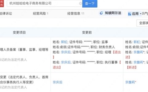 女承父业！宗馥莉接替宗庆后担任娃哈哈电商执行董事、法定代表人：已在上百家企业任职