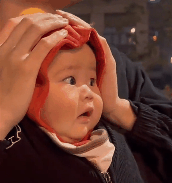 人类幼崽被抱着第一次看烟花：直接成了表情包