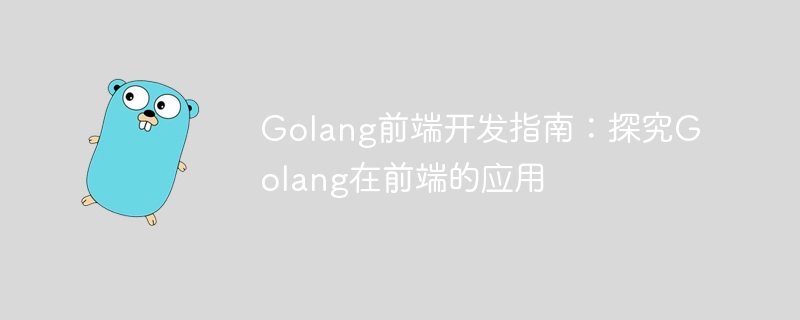 Golang前端开发指南：探究Golang在前端的应用