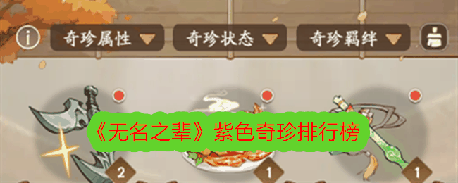 《无名之辈》紫色奇珍排行榜