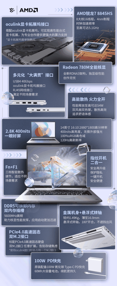 玄派玄意星星耀 2024 锐龙版笔记本发布：R7-8845HS、Oculink 显卡扩展，4199 元起