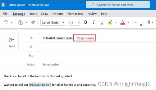 outlook怎么艾特别人? 在Outlook中使用@功能引起某人的注意技巧插图2 outlook怎么艾特别人? 在Outlook中使用@功能引起某人的注意技巧插图2