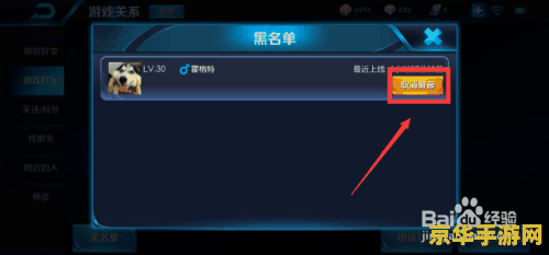 王者荣耀黑名单怎么解 王者荣耀黑名单解除指南