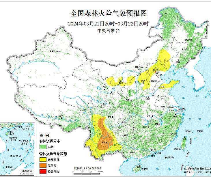 2024年3月22日森林火险气象预报：辽宁四川宁夏等部分地区森林火险气象等级较高