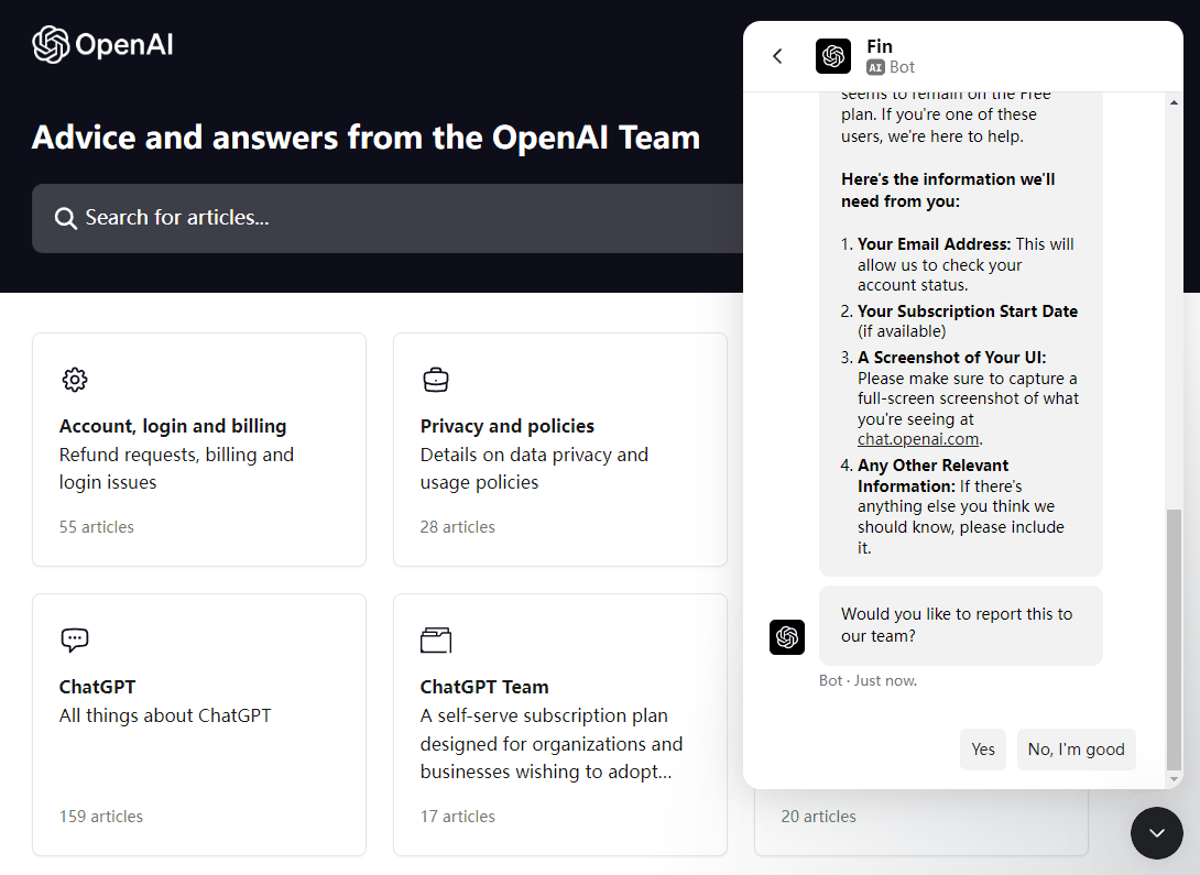 OpenAI Service report 向 OpenAI 的团队报告这件事