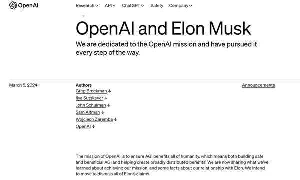 多重爆料！OpenAI回击马斯克：你过去同意营利和不开源