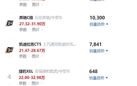 一月汽车销量详解：燃油动力后驱轿车排行榜出炉