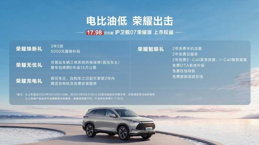价格降幅惊人,配置全面升级!比亚迪护卫舰07荣耀版17.98万元起售!插图1 价格降幅惊人,配置全面升级!比亚迪护卫舰07荣耀版17.98万元起售!