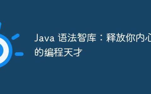 Java 语法智库：释放你内心的编程天才